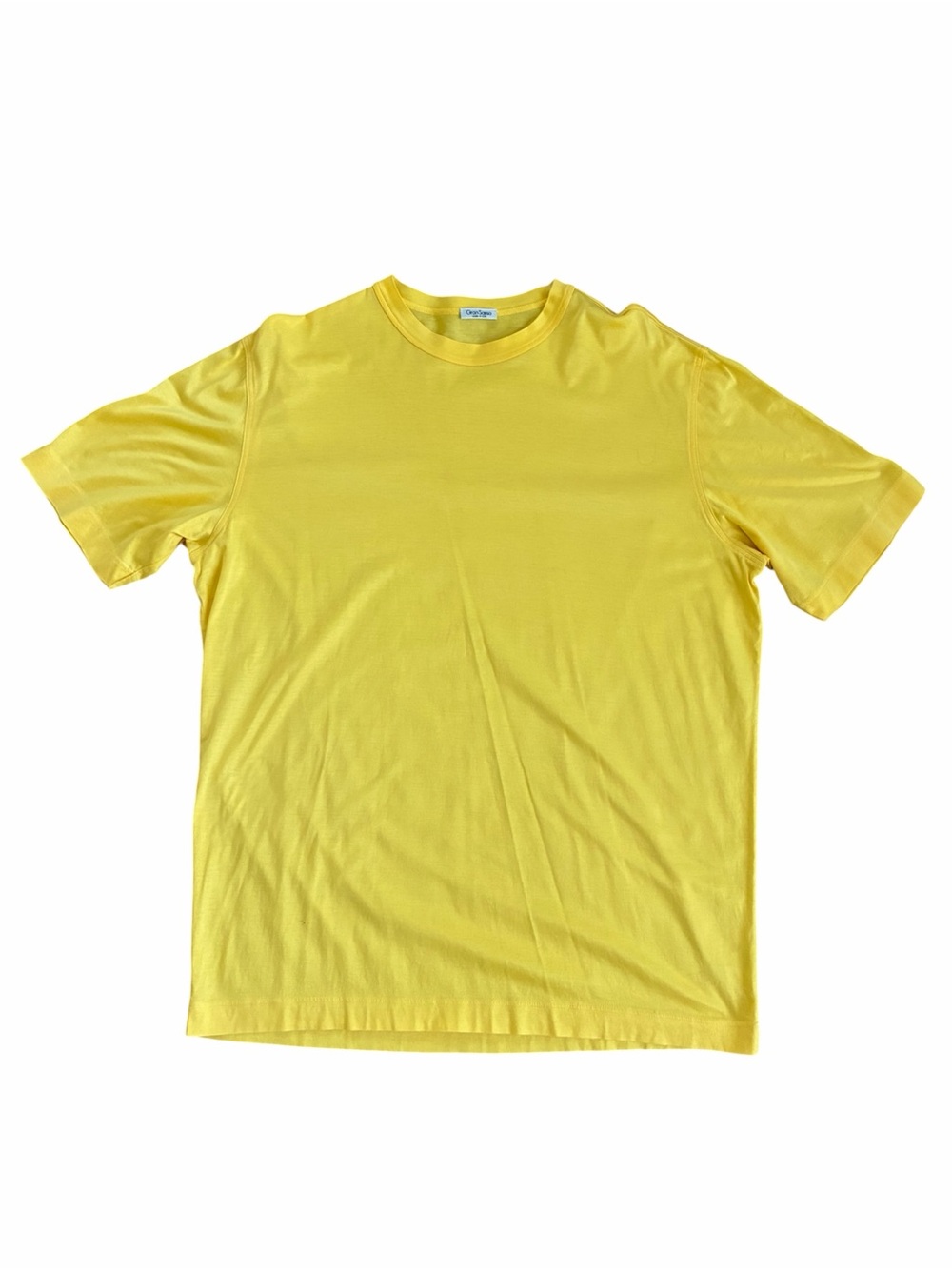 Gran Sasso Mens Size XL Yellow Cotton Crewneck T-Shirt Made In Italy